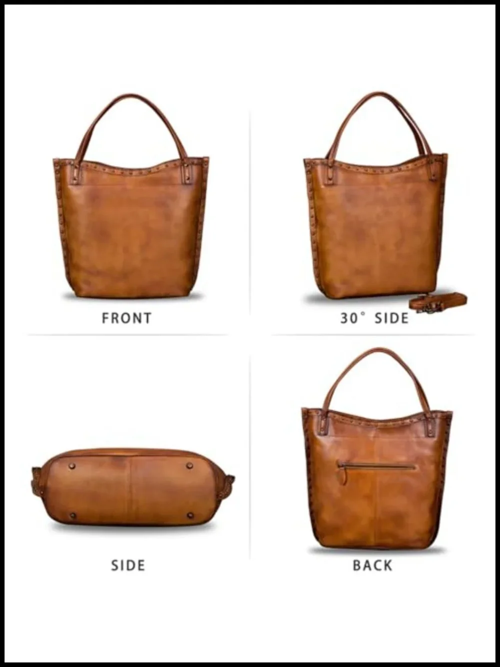 Genuine Leather Work Tote Shoulder Bag Large Handbag Satchel Vintage Handmade